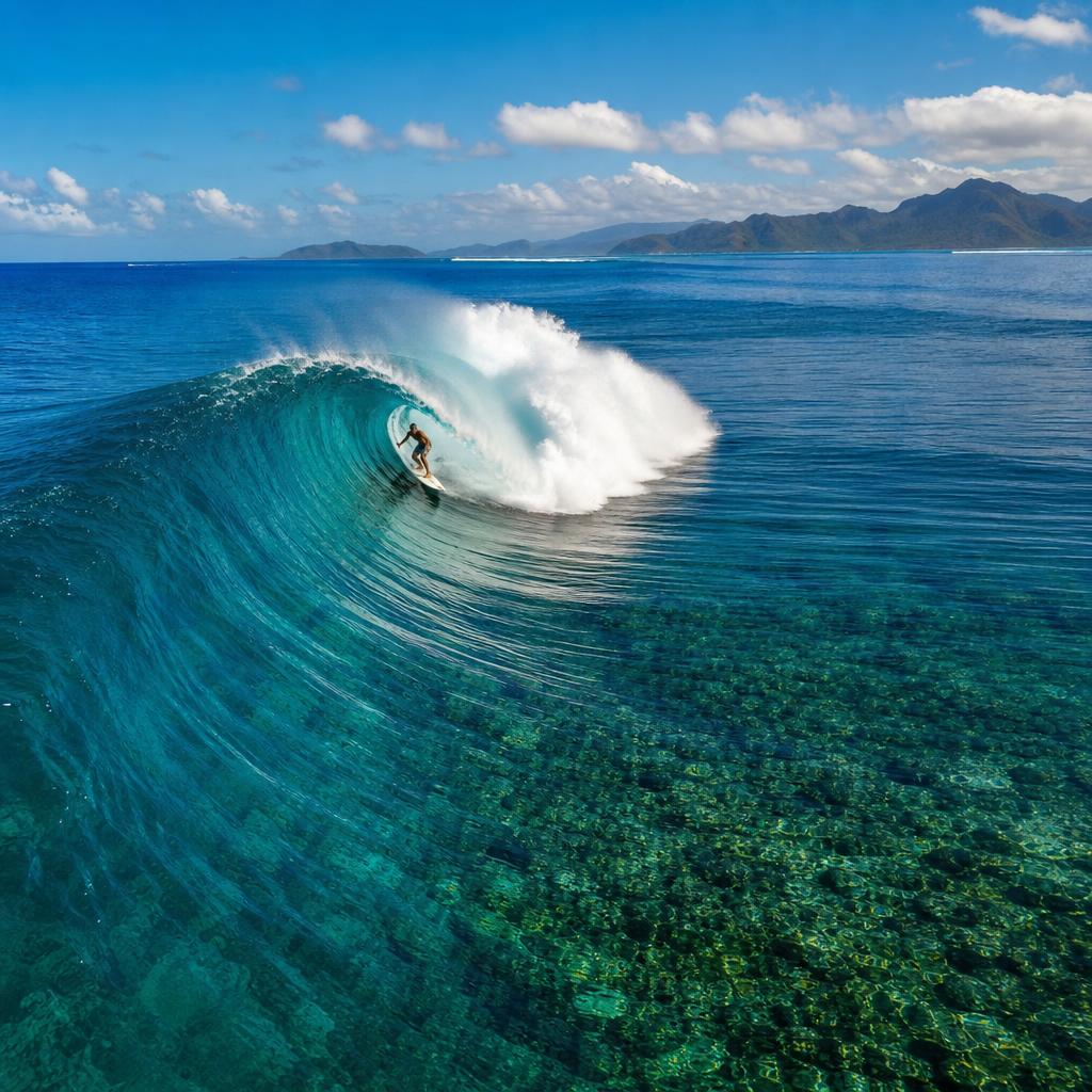 Cloudbreak surf destination in Fiji
